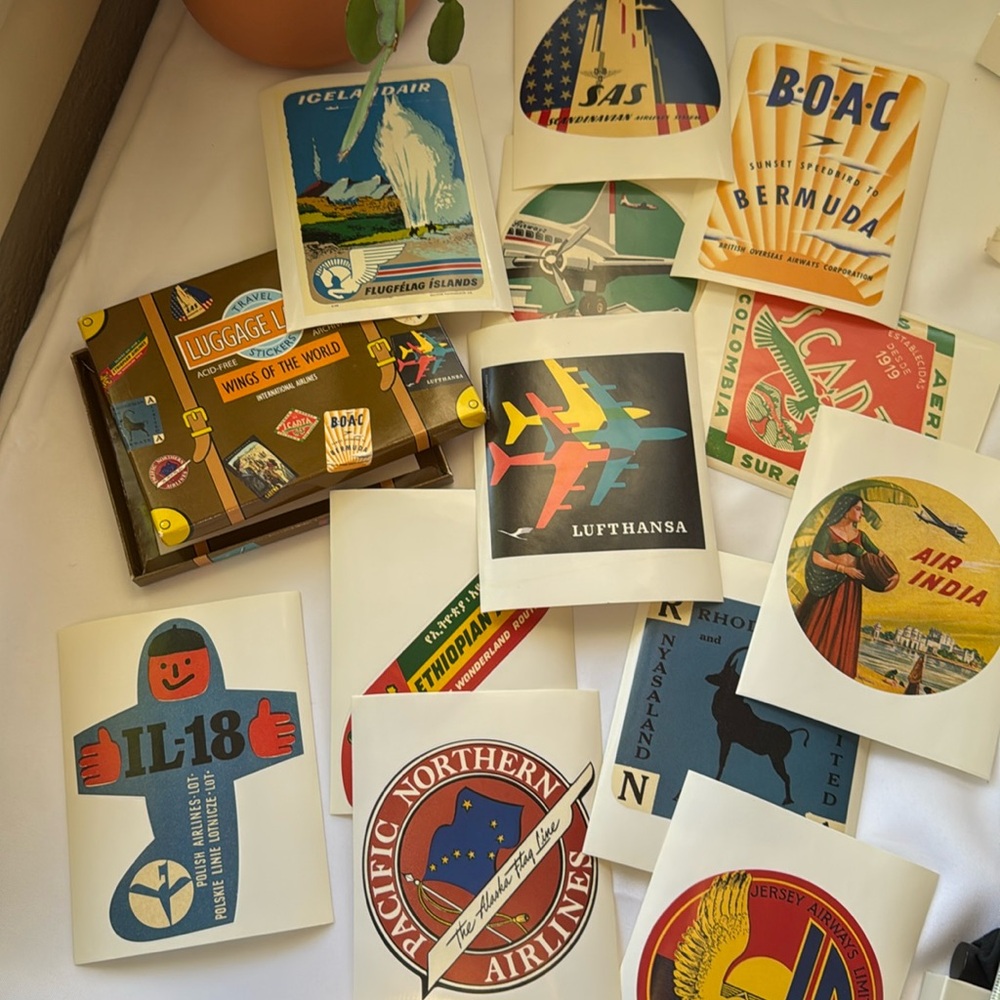 Travel stickers luggage labels wings of the world international airlines